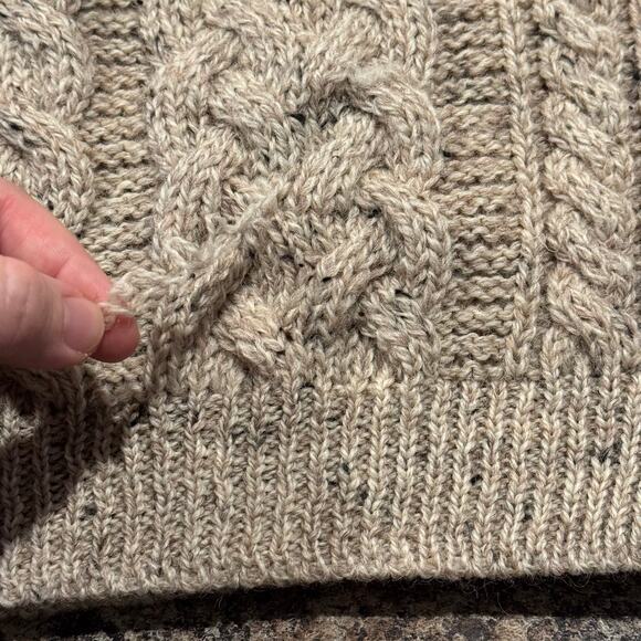 Shannon Woolen Mills Sweater Wool Cable Knit Cottage Grandpa Academia Zip Large - Picture 8 of 11